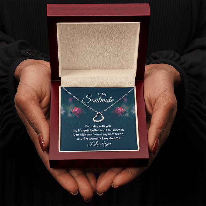 To My Soulmate | Each Day With You - Delicate Heart Necklace