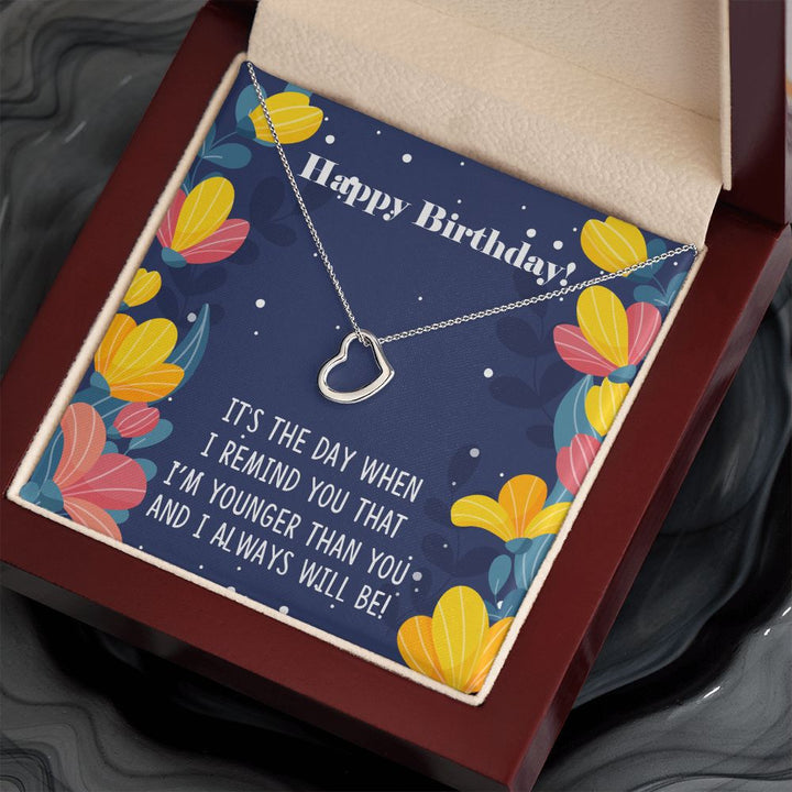 To My Sister | Happy Birthday - Delicate Heart Necklace