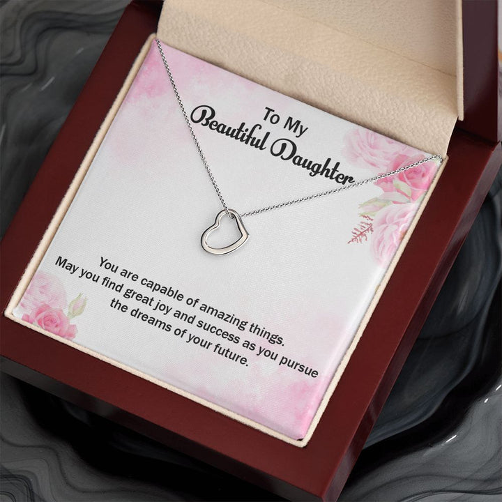 To My Beautiful Daughter | Graduate: A Bright Future Ahead! - Delicate Heart Necklace