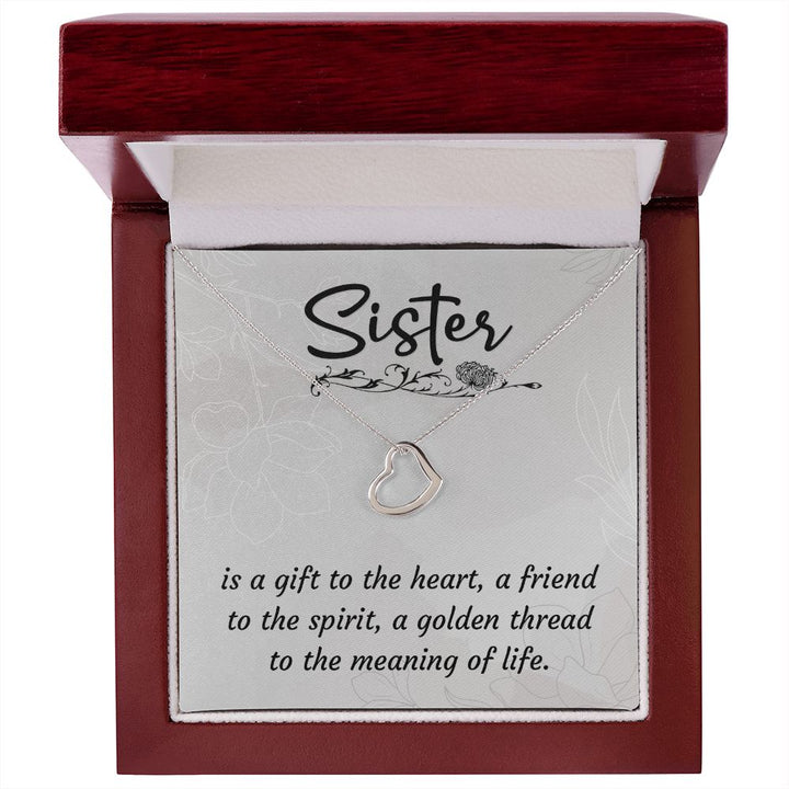 To My Sister | A Sister is a Gift - Delicate Heart Necklace