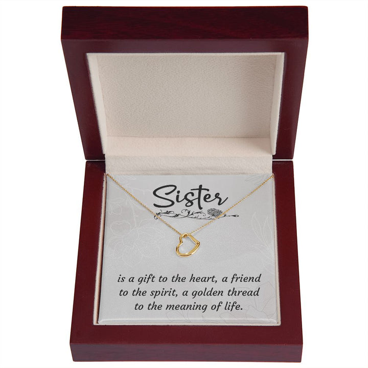 To My Sister | A Sister is a Gift - Delicate Heart Necklace