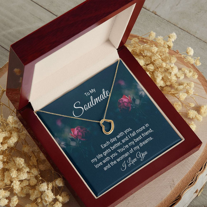 To My Soulmate | Each Day With You - Delicate Heart Necklace
