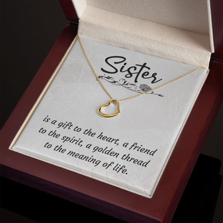 To My Sister | A Sister is a Gift - Delicate Heart Necklace