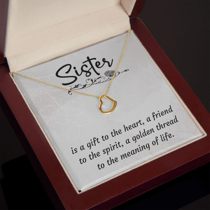 To My Sister | A Sister is a Gift - Delicate Heart Necklace