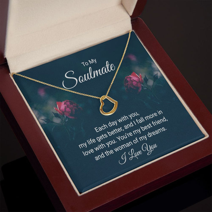 To My Soulmate | Each Day With You - Delicate Heart Necklace