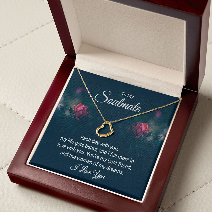 To My Soulmate | Each Day With You - Delicate Heart Necklace