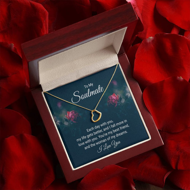 To My Soulmate | Each Day With You - Delicate Heart Necklace