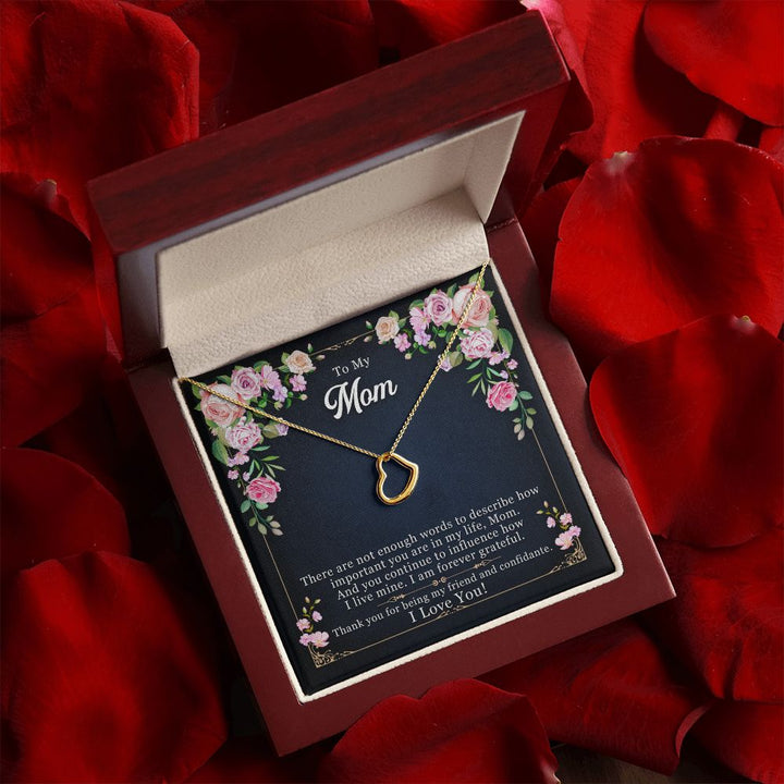 To My Mom | Forever Thankful to Mom - Delicate Heart Necklace