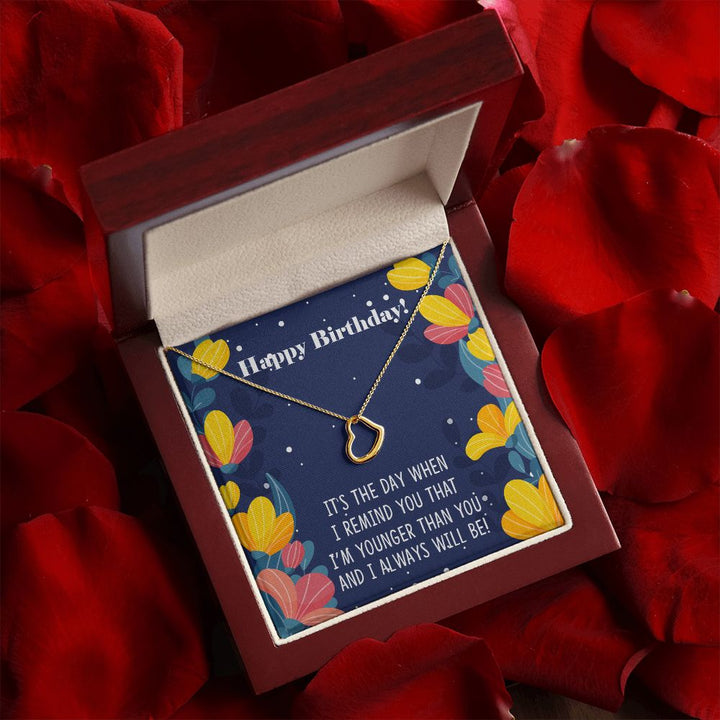 To My Sister | Happy Birthday - Delicate Heart Necklace