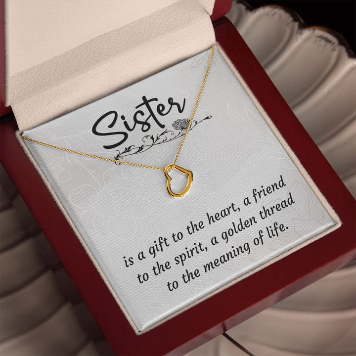 To My Sister | A Sister is a Gift - Delicate Heart Necklace