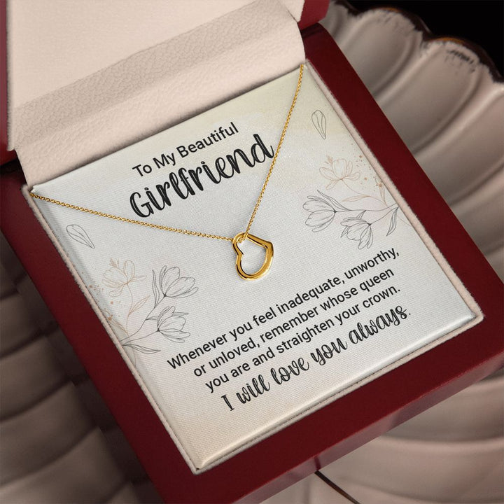 To My Girlfriend | Whenever You feel Inadequate - Delicate Heart Necklace
