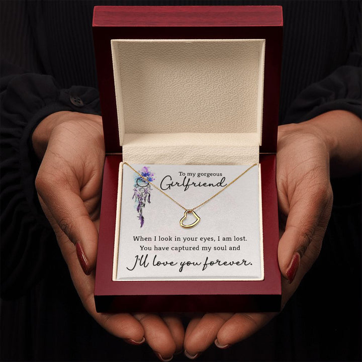 To My Gorgeous Girlfriend | When I look in your eyes - Delicate Heart Necklace