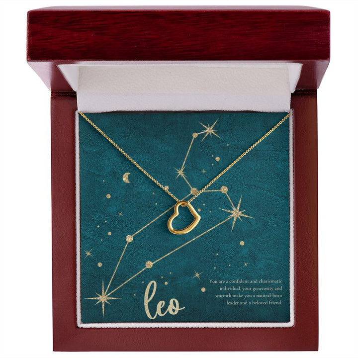 Leo | You are a confident and charismatic individual, your generosity and warmth make you a natural-born leader and a beloved friend. - Delicate Heart Necklace