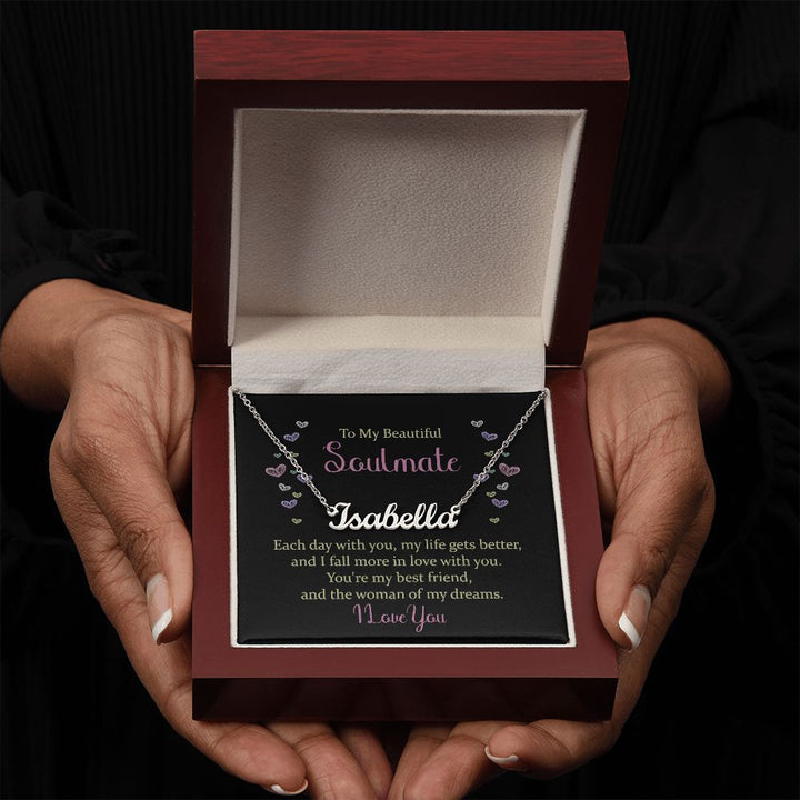 To My Beautiful Soulmate | The woman of my dreams - Personalized Name Necklace