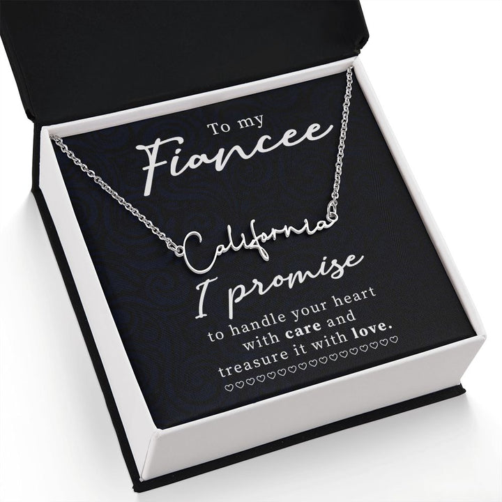 To My Fiancée | I Promise - Signature Style Name Necklace