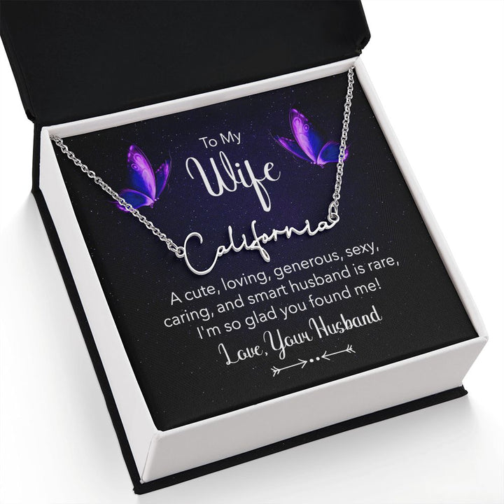 To My Wife | A Cute, Loving - Signature Style Name Necklace