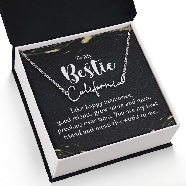 To My Bestie | Like Happy Memories - Signature Style Name Necklace