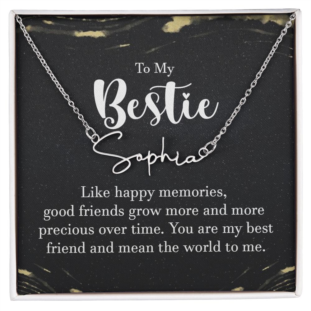 To My Bestie | Like Happy Memories - Signature Style Name Necklace