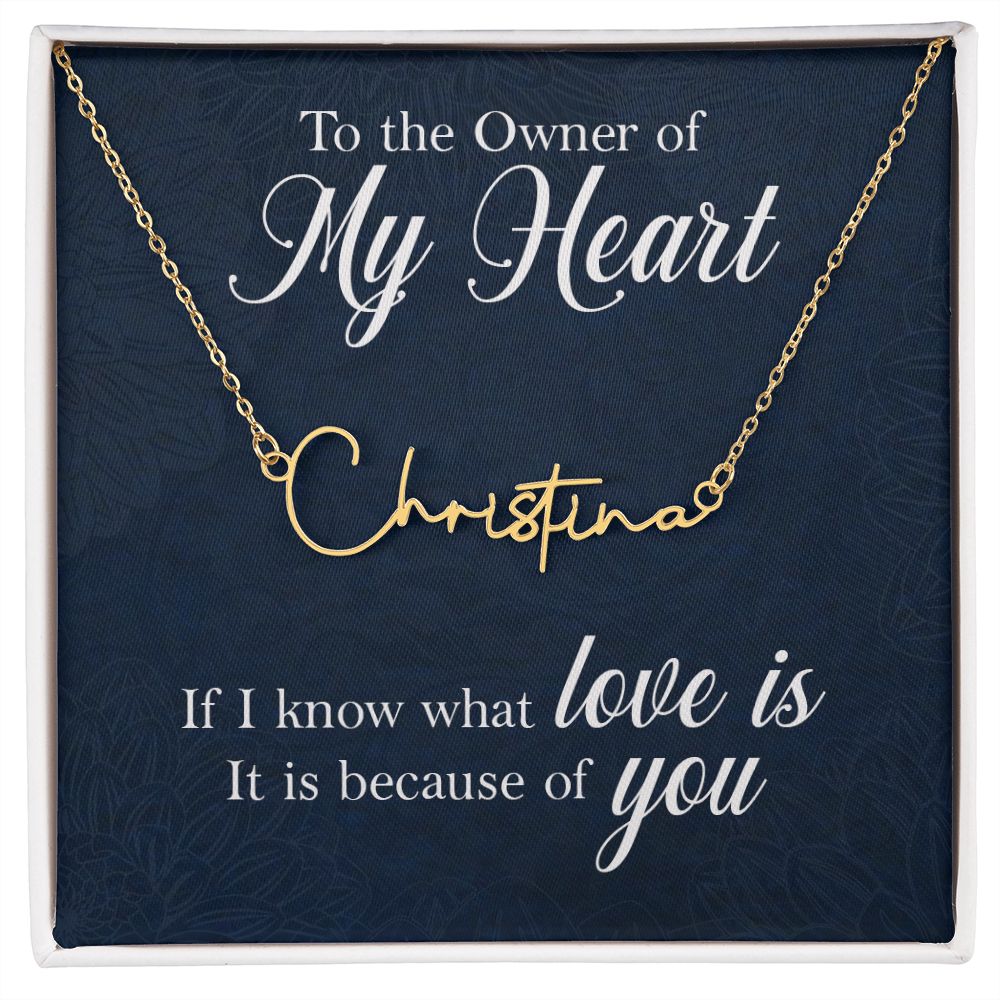 To My Wife | To The Owner of My Heart - Signature Style Name Necklace