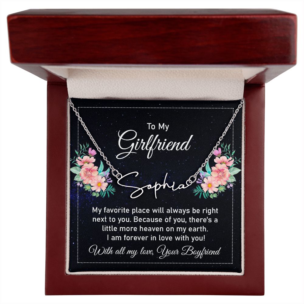 To My Girlfriend | My Favorite Place - Signature Style Name Necklace