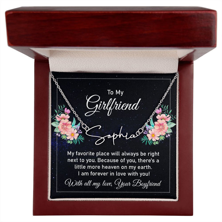 To My Girlfriend | My Favorite Place - Signature Style Name Necklace