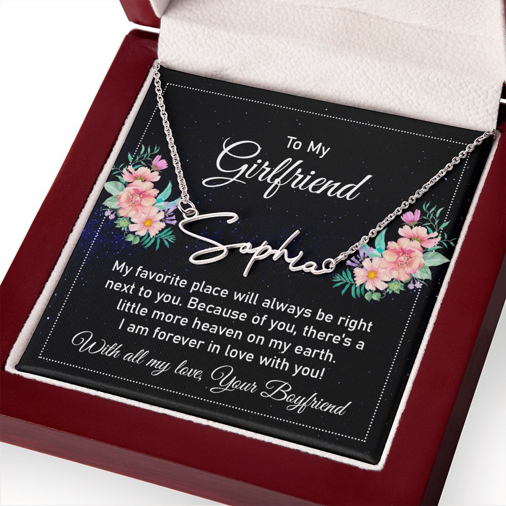 To My Girlfriend | My Favorite Place - Signature Style Name Necklace