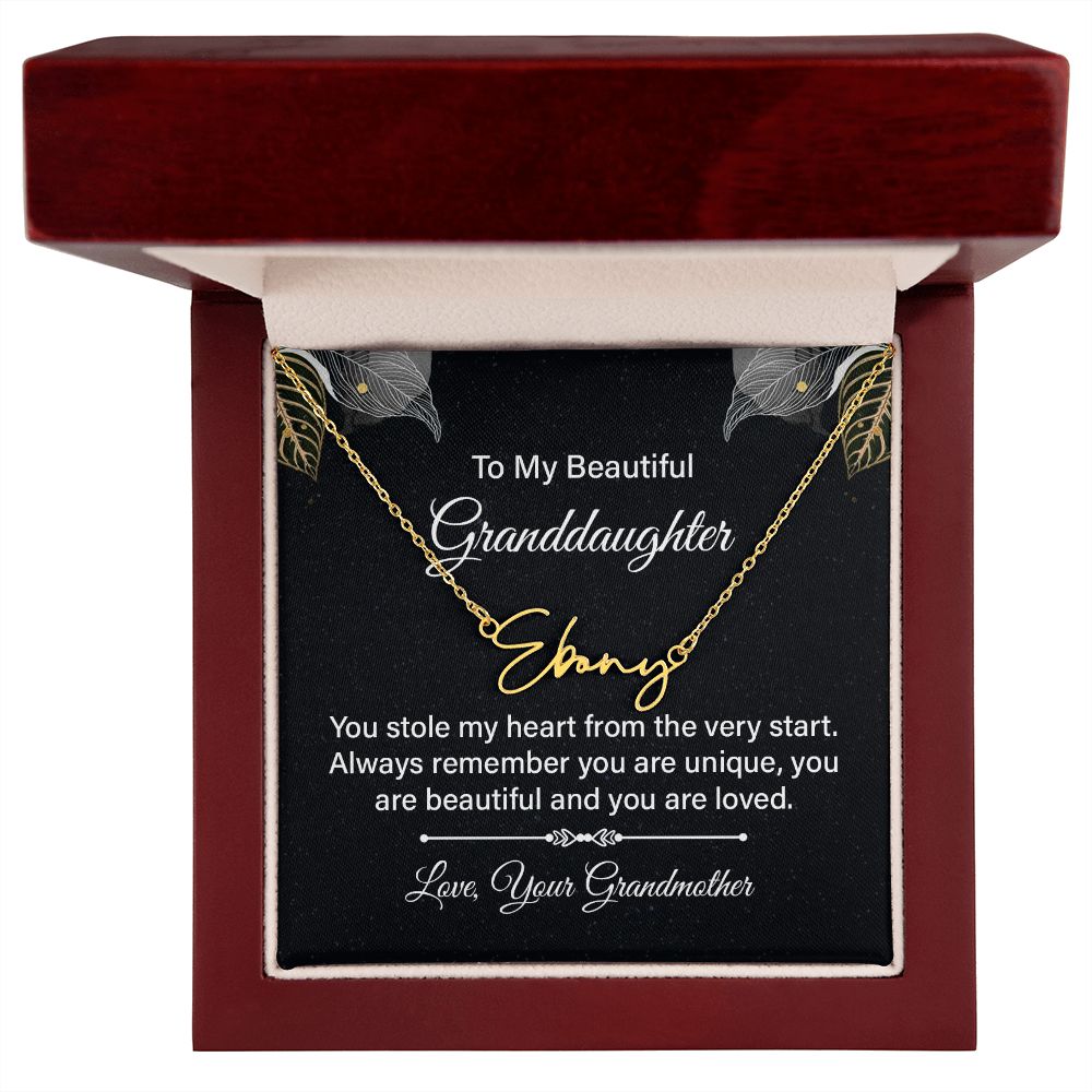 To My Beautiful Granddaughter | You stole my heart - Signature Style Name Necklace