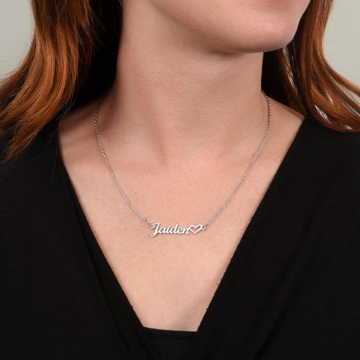 To My Wife | I'm so glad you found me! Love, your Man - Heart Name Necklace