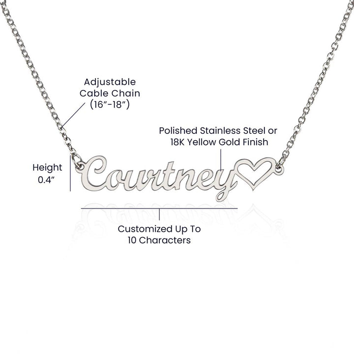 To My Beautiful Wife | My Heart is wherever you are - Heart Name Necklace