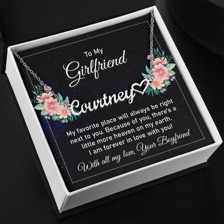 To My Girlfriend | I am forever in love with you - Heart Name Necklace