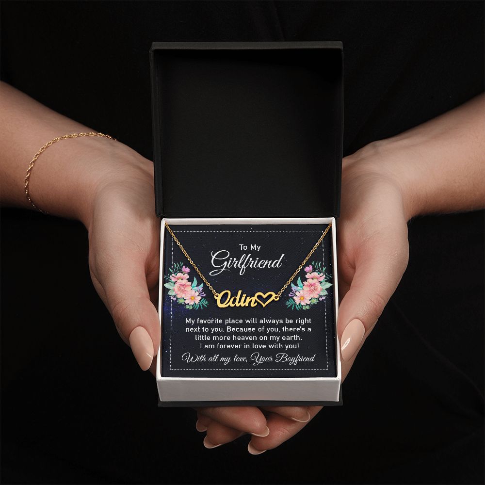 To My Girlfriend | I am forever in love with you - Heart Name Necklace