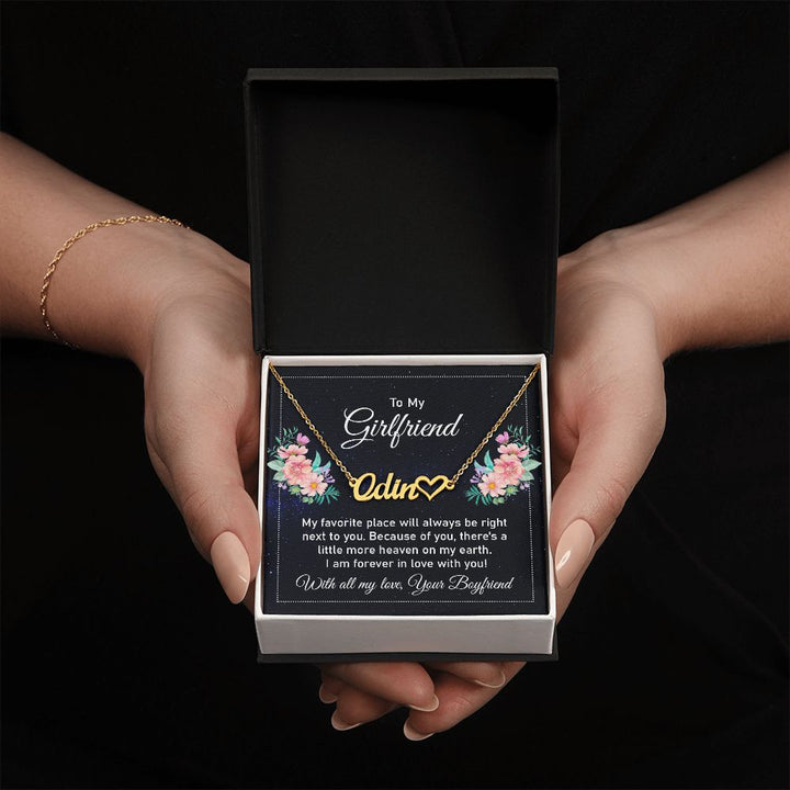 To My Girlfriend | I am forever in love with you - Heart Name Necklace