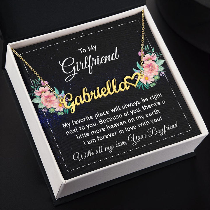To My Girlfriend | I am forever in love with you - Heart Name Necklace