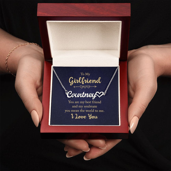 To My Girlfriend | You mean the world to me - Heart Name Necklace