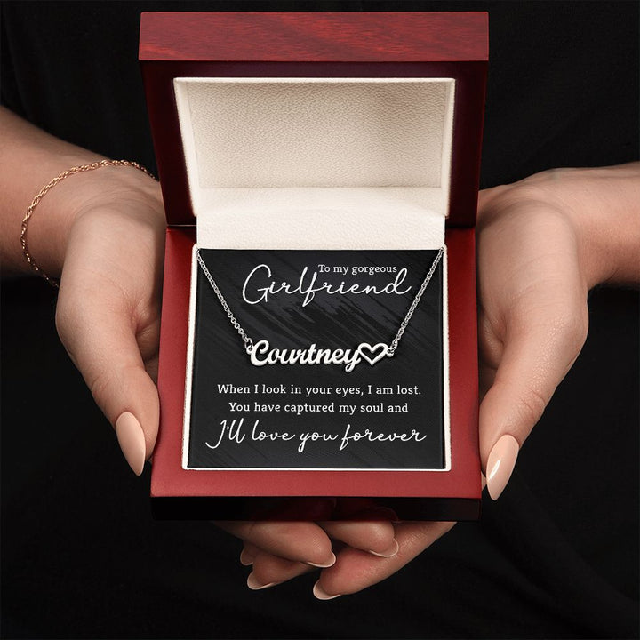 To My Gorgeous Girlfriend | I'll love you forever - Heart Name Necklace