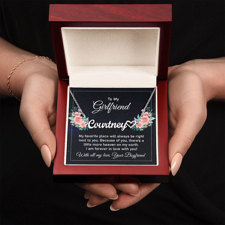 To My Girlfriend | I am forever in love with you - Heart Name Necklace