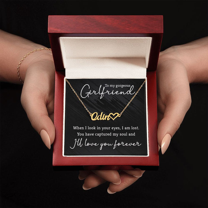 To My Gorgeous Girlfriend | I'll love you forever - Heart Name Necklace