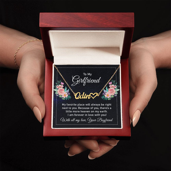 To My Girlfriend | I am forever in love with you - Heart Name Necklace