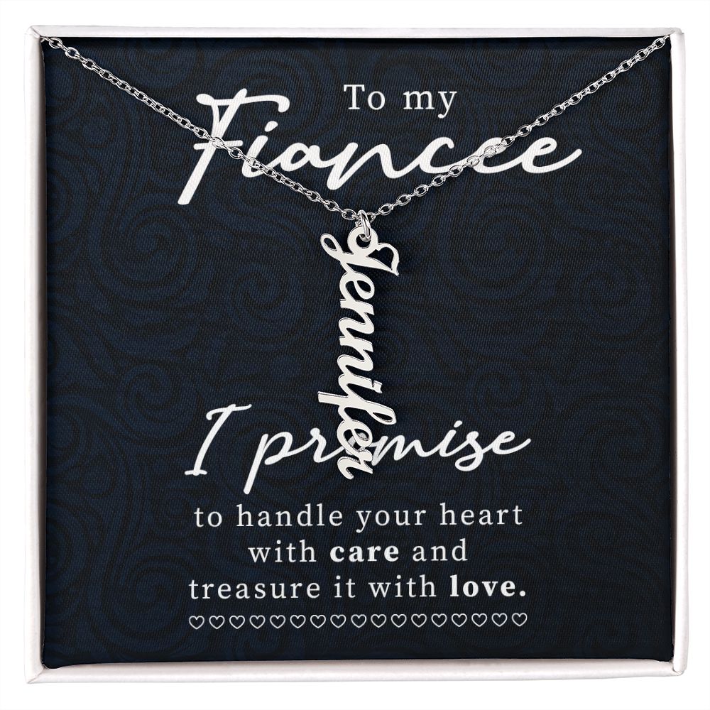 To My Fiancée | Treasure it with Love -  Personalized Vertical Name Necklace