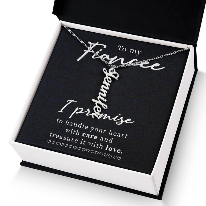 To My Fiancée | Treasure it with Love -  Personalized Vertical Name Necklace
