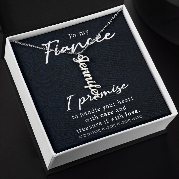 To My Fiancée | Treasure it with Love -  Personalized Vertical Name Necklace