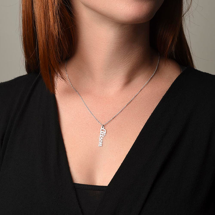 To My Girlfriend | I am forever in love with you - Personalized Vertical Name Necklace