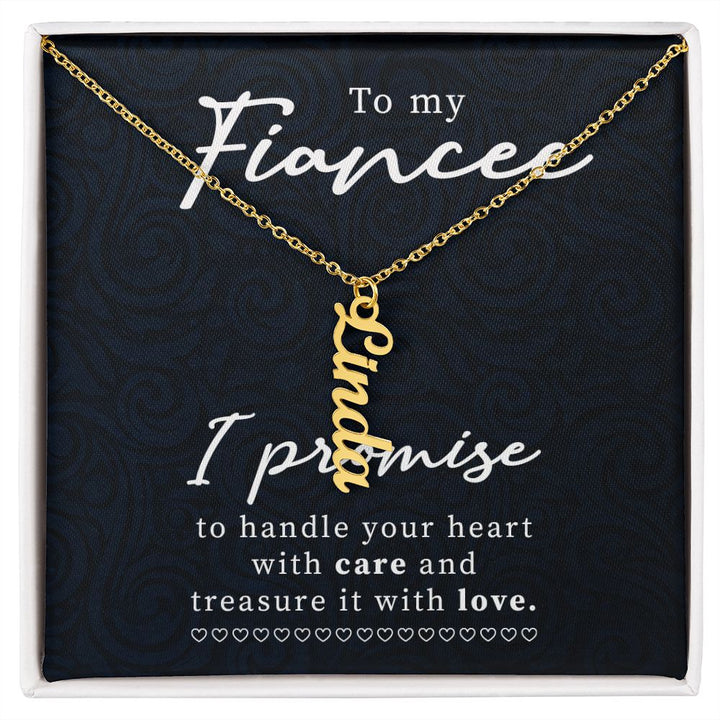 To My Fiancée | Treasure it with Love -  Personalized Vertical Name Necklace