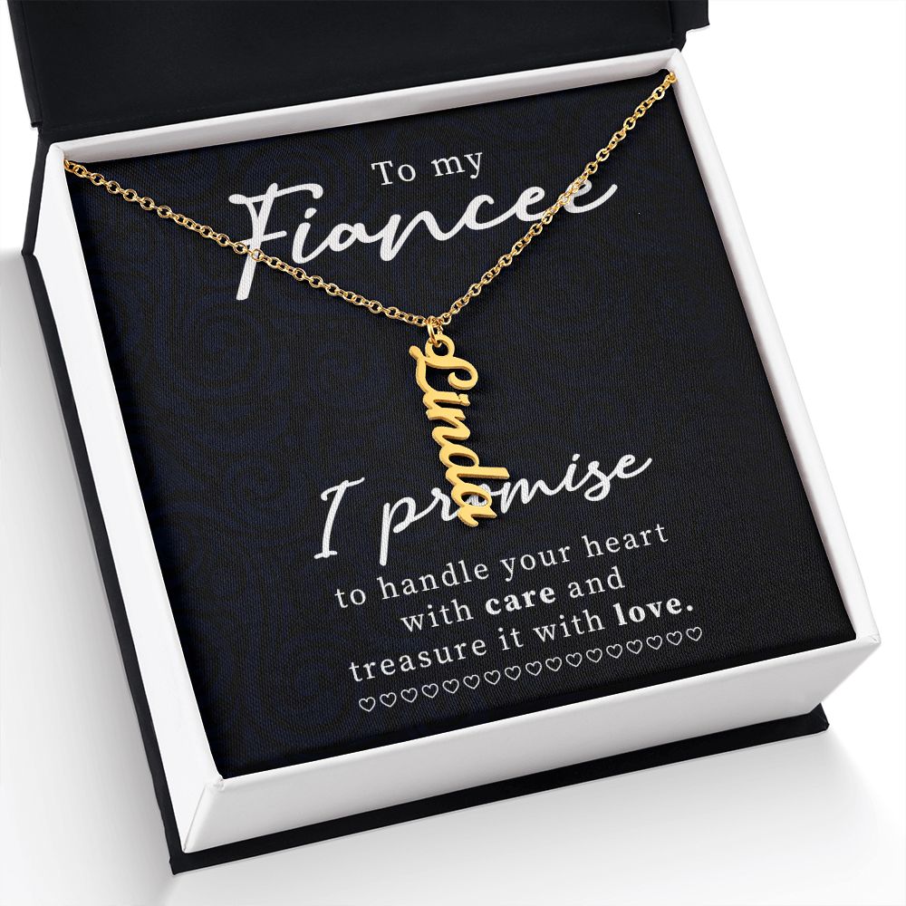 To My Fiancée | Treasure it with Love -  Personalized Vertical Name Necklace