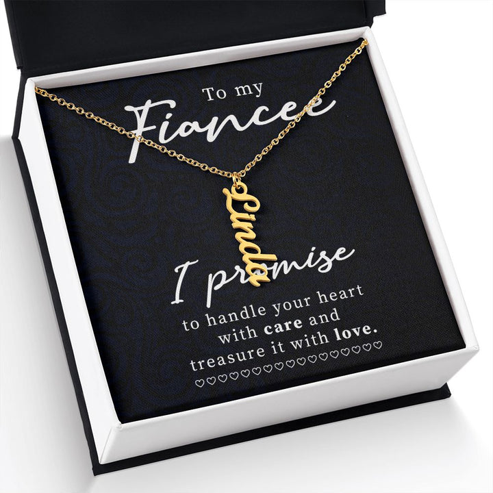 To My Fiancée | Treasure it with Love -  Personalized Vertical Name Necklace