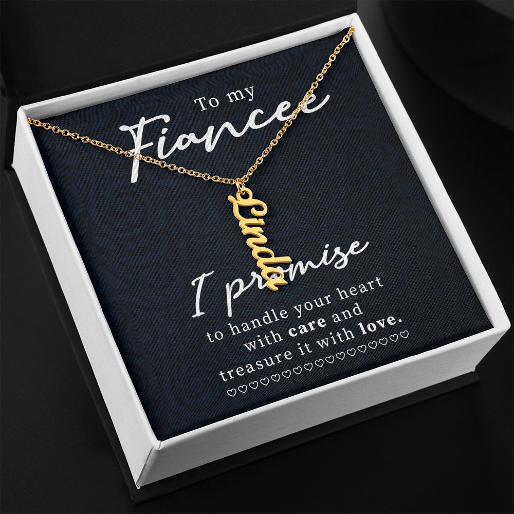 To My Fiancée | Treasure it with Love -  Personalized Vertical Name Necklace