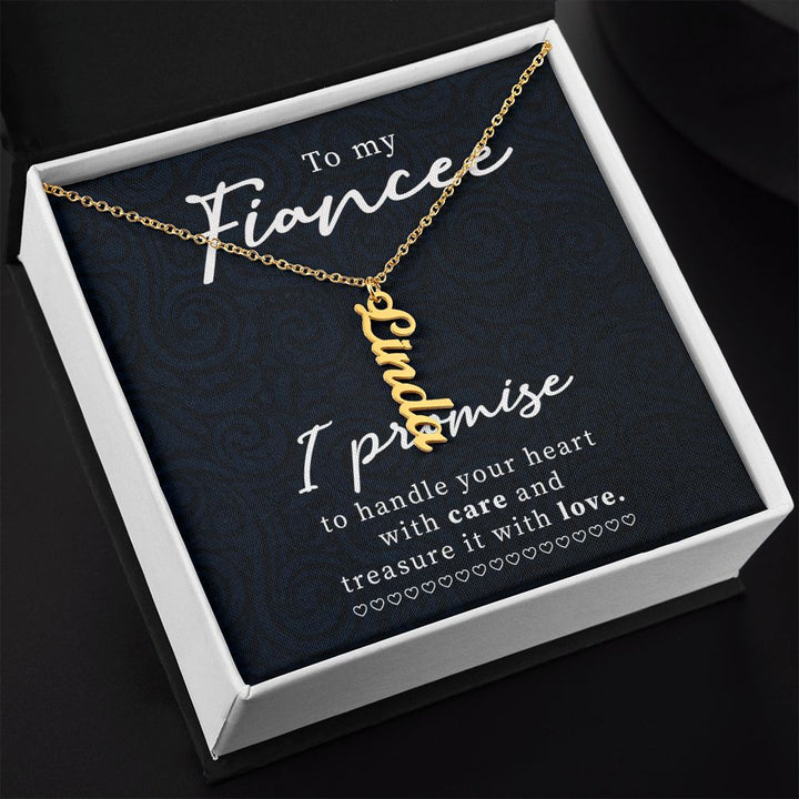 To My Fiancée | Treasure it with Love -  Personalized Vertical Name Necklace