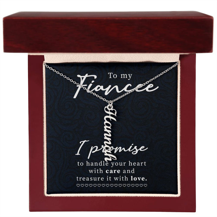 To My Fiancée | Treasure it with Love -  Personalized Vertical Name Necklace