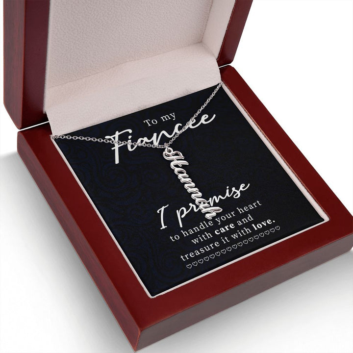 To My Fiancée | Treasure it with Love -  Personalized Vertical Name Necklace