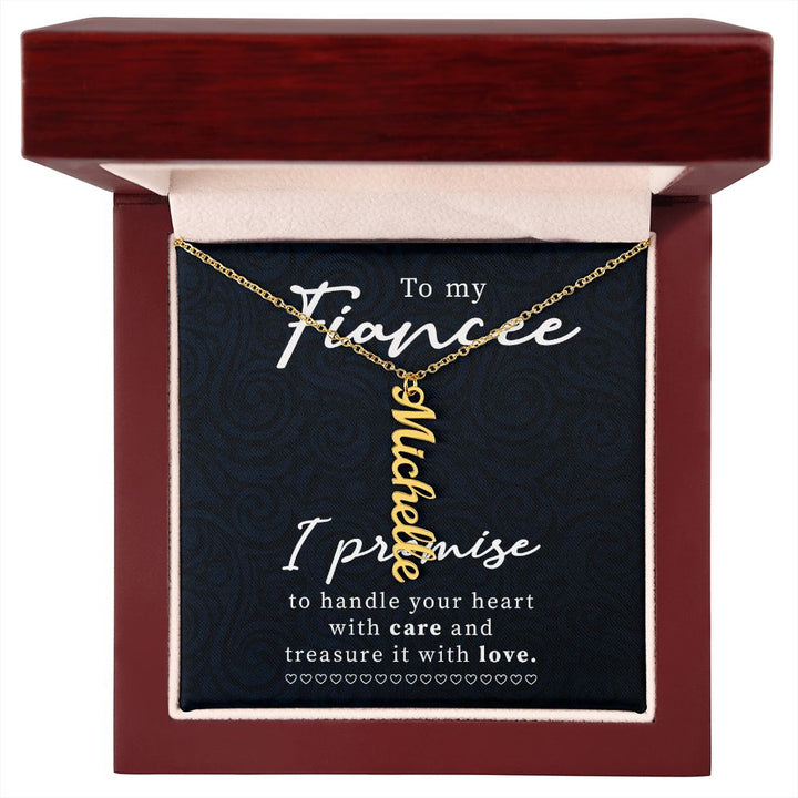 To My Fiancée | Treasure it with Love -  Personalized Vertical Name Necklace